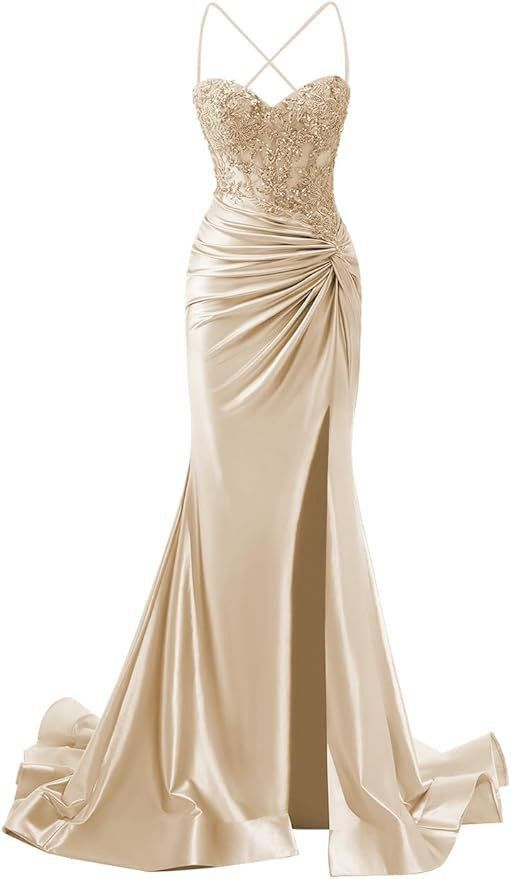 Robe élégante en satin champagne